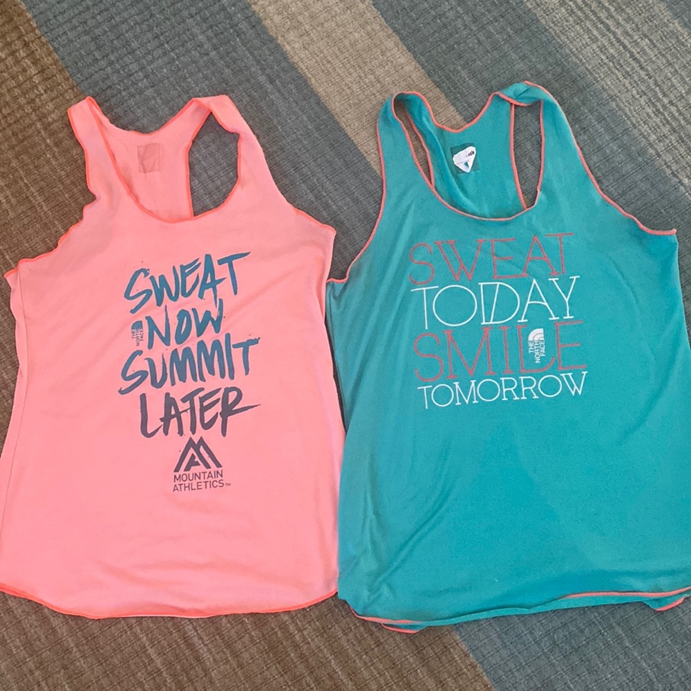 Two north face tank tops